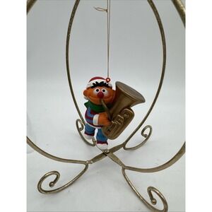 Sesame Street ERNIE Playing Tuba Christmas Ornament Gibson 1998 Jim Henson Vtg